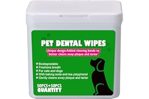 Lisveory 100 Counts Teeth Cleaning Finger Wipes for Dogs & Cats, Dog Dental Wipes, Reduces Plaque and Tartar Buildup & Freshens Breath, No-Rinse Dog Finger Toothbrush, Gentle Cleaning & Gum