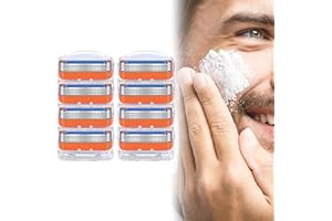 WHOVO 8pcs Razor Blade Shaving Razor Blade Refills for Fusion 5, Orange New Version