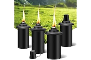 FALBAWR 4-Pack Citronella Torch Replacement Canisters,16oz Torch Refillable Canisters with Wicks - Ideal for Outdoor Parties and Garden Decor