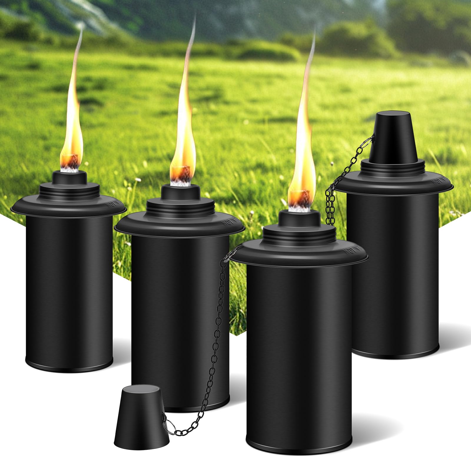 Photo 1 of FALBAWR 4-Pack Citronella Torch Replacement Canisters,16oz Torch Refillable Canisters with Wicks - Ideal for Outdoor Parties and Garden Decor