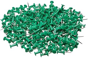 Tupalizy 200PCS Colored Plastic Push Pins Decorative Map Thumb Tacks with Steel for Bulletin Board and DIY Craft Home Office Use (Green)