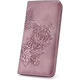 VIMUTI Wallet Women Ultra Slim Thin Rfid 3D Embossed Vegan Leather Womens Wallet Clutch Long Ladies Wallet (03-Purple)