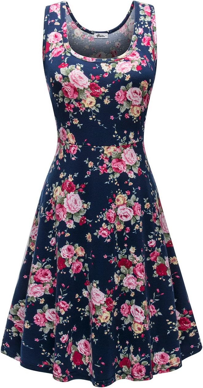 Herou Sleeveless Summer Flared Casual Dresses for Women