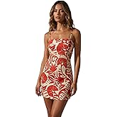 MakeMeChic Women's Floral Boho Mini Dress Tie Backless Cut Out Mini Dresses Sundress