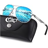 CGID GA61 Premium Al-Mg Alloy Pilot Polarized Sunglasses UV400, Full Mirrored Spring Hinges Sun Glasses for Men Women Shades