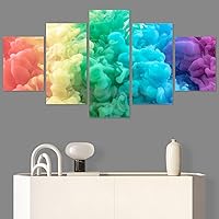 SIGNWIN 5 Panel Canvas Wall Art Modern Art Abstract Closeup Cool Line Minimalism Minimalist Multicolor for Home Decorations Ready to Hang - 60