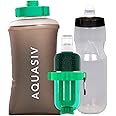 AQUASIV Gravity Water Filter Kit - HFM Carbon & Pre Filter, Portable Squeeze Pouch - Reliable Camping & Hiking