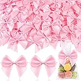 50PCS Tinkrstuff Pink Bows for Crafts, 2.75" Satin Ribbon Bow for Clothes Ornament, Fabric Bows for Party Decor, Cute Christmas Tree Bows &Thanksgiving Gifts Wrapping Treats Balloons (with Twist Tie)