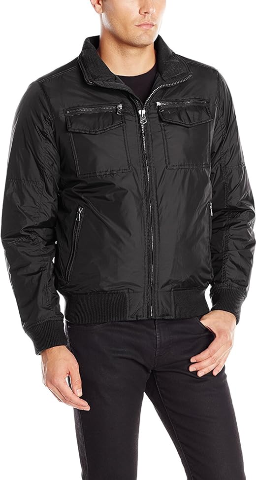 Dockers Men's Nylon Bomber Jacket, Black, Small at Amazon Men’s