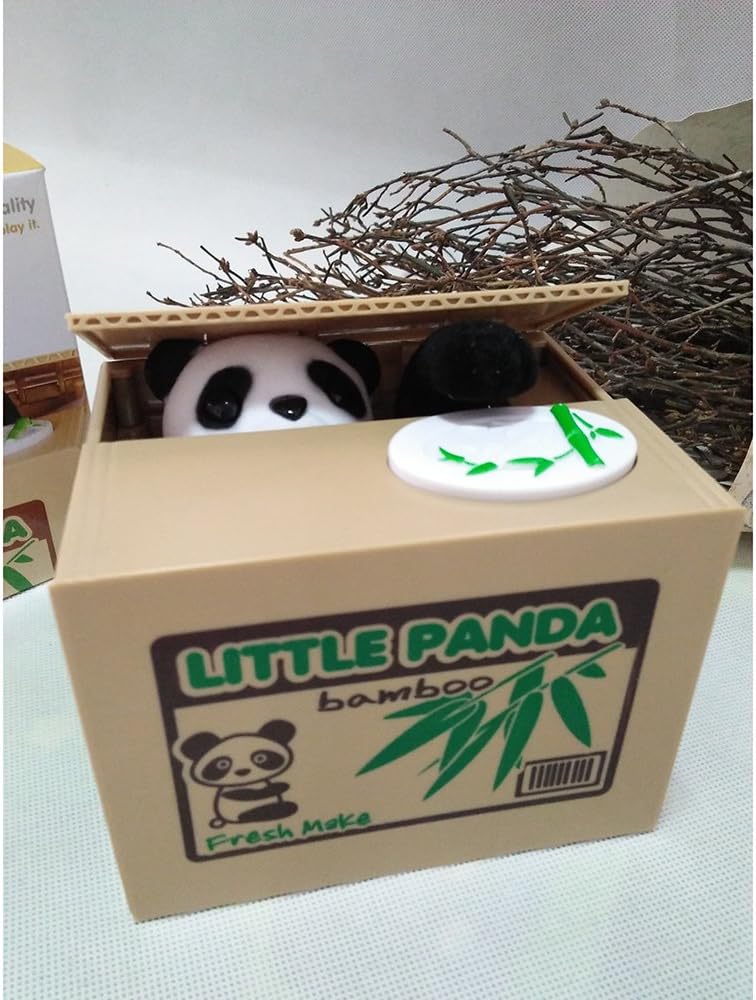 HmiL-U Stealing Coin Money Box Automatic Stealing Coin Cent Penny Cat Piggy Bank With Voice Christmas/Birthday Gift for Kids Child (Panda) - Image 5