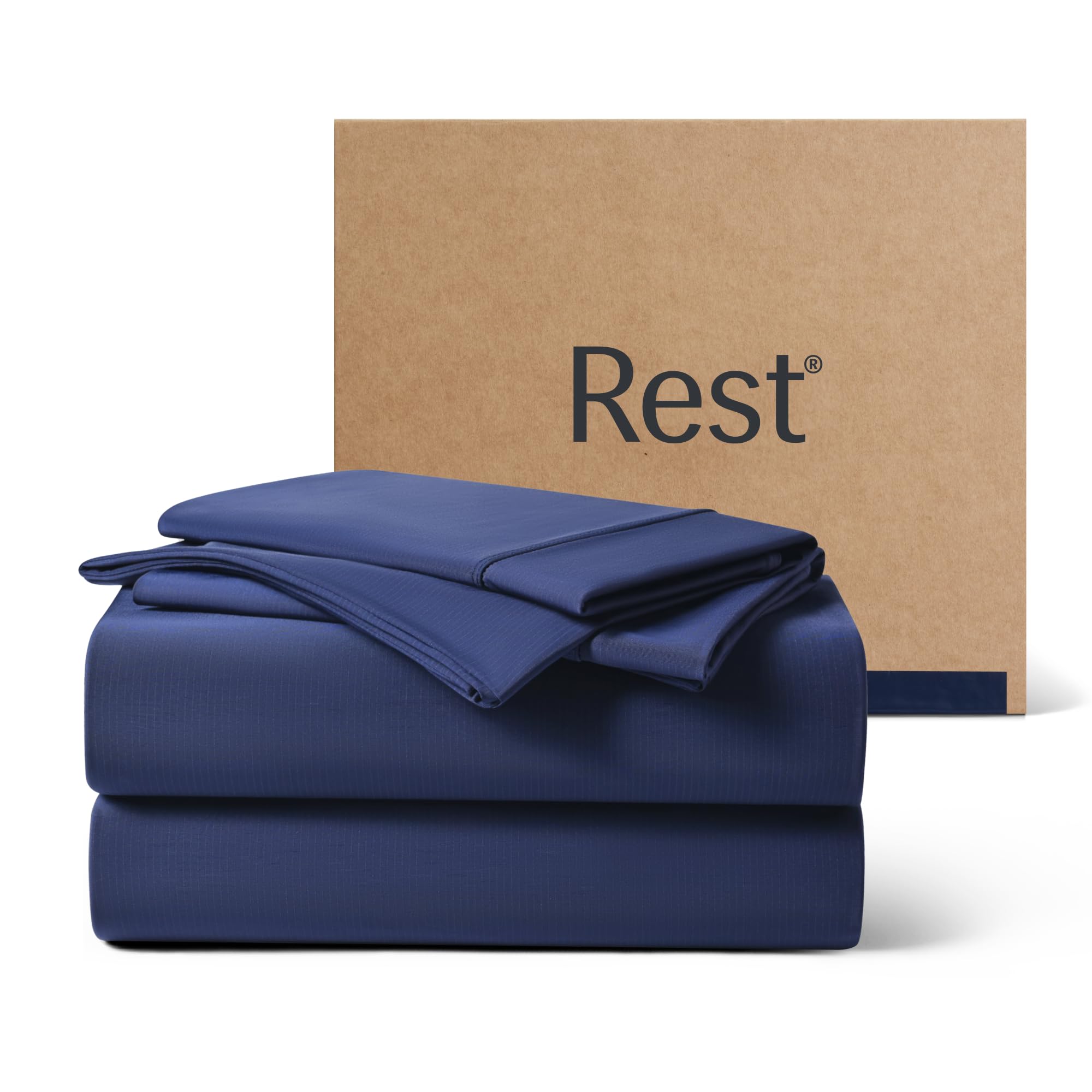 Photo 1 of REST® Evercool®+ Cooling Sheet Set, King Size, Midnight Blue, Breathable Bed Sheets for Hot Sleeper and Night Sweats, with Pillowcases, with Ionic+ Self-Cleaning Silver Yarn for Sensitive Skin, 4PCS
