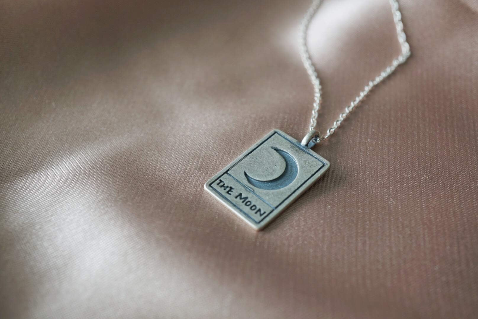 The Moon Tarot Card Necklace - Moon Necklace -Tarot Card - The Moon - Sterling Silver Necklace - Tarot Pendant - Occult Jewelry - Divination - Alchemy