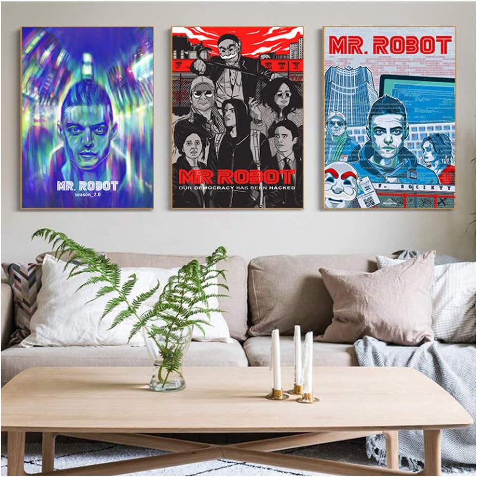 Amazon Com Yourenyuan Mr Robot Tv Show Poster Print Canvas Painting Wall Art Kids Room Cafe Bar Home Decor Picture Gift 50x70cmx3 No Frame Posters Prints
