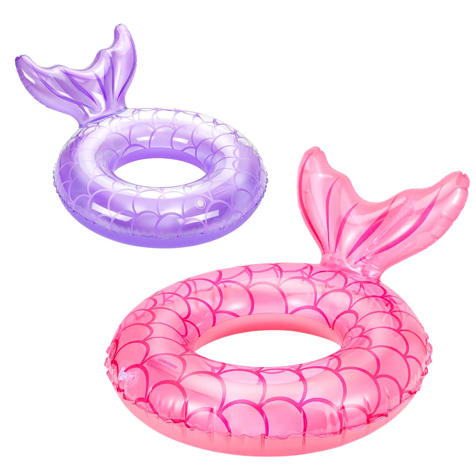 2Pcs Pool Inflatables for Kids, Rubber Swimming Rings Pool Floats for Kid & Adult, Swimming Inflatable Pool Toys, Mermaid Water Toys for Summer Beach Pool Party