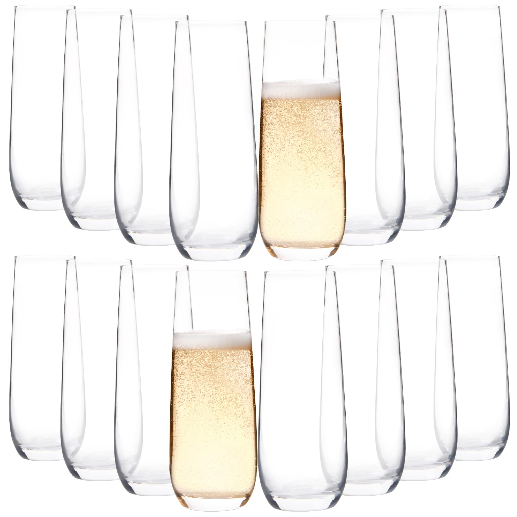 Photo 1 of CZUMJJ Stemless Champagne Flutes Set of 16, 8 oz Clear Toasting Glasses, Mimosa glasses