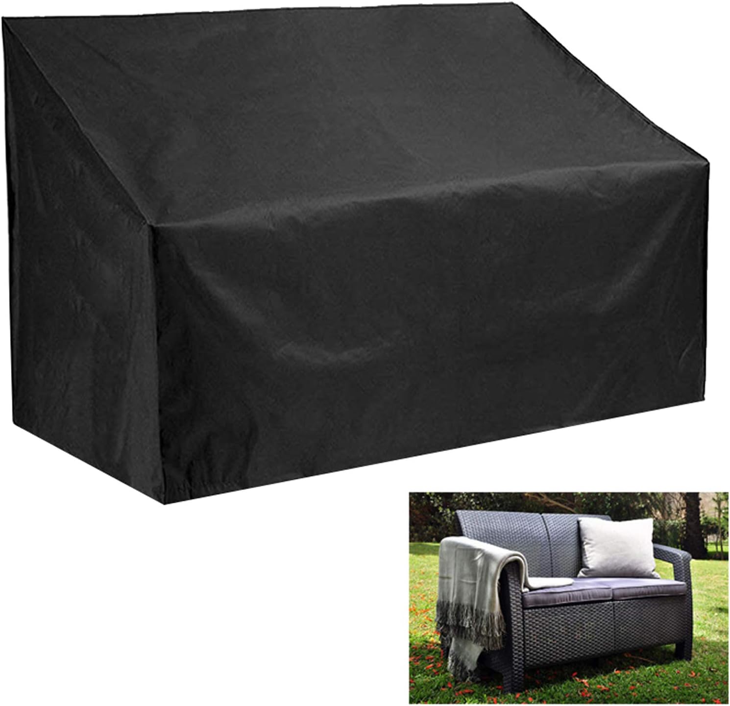 Oslimea Patio Loveseat Cover Patio Bench Cover 3 Seater, Durable Waterproof Outdoor Long Chair Cover Lounge Sofa Cover Loveseat Cover, Outdoor Patio Furniture Cover for Loveseats, Black: Kitchen & Dining