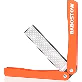 BABOSTOW Diamond Knife Sharpener Tool, 400/1000 Grits Double Sided Diamond Sharpening Stone Tool, Manual Knife Sharpener Tool, Portable Folding Knife Sharpeners for Kitchen and Outdoors - Orange
