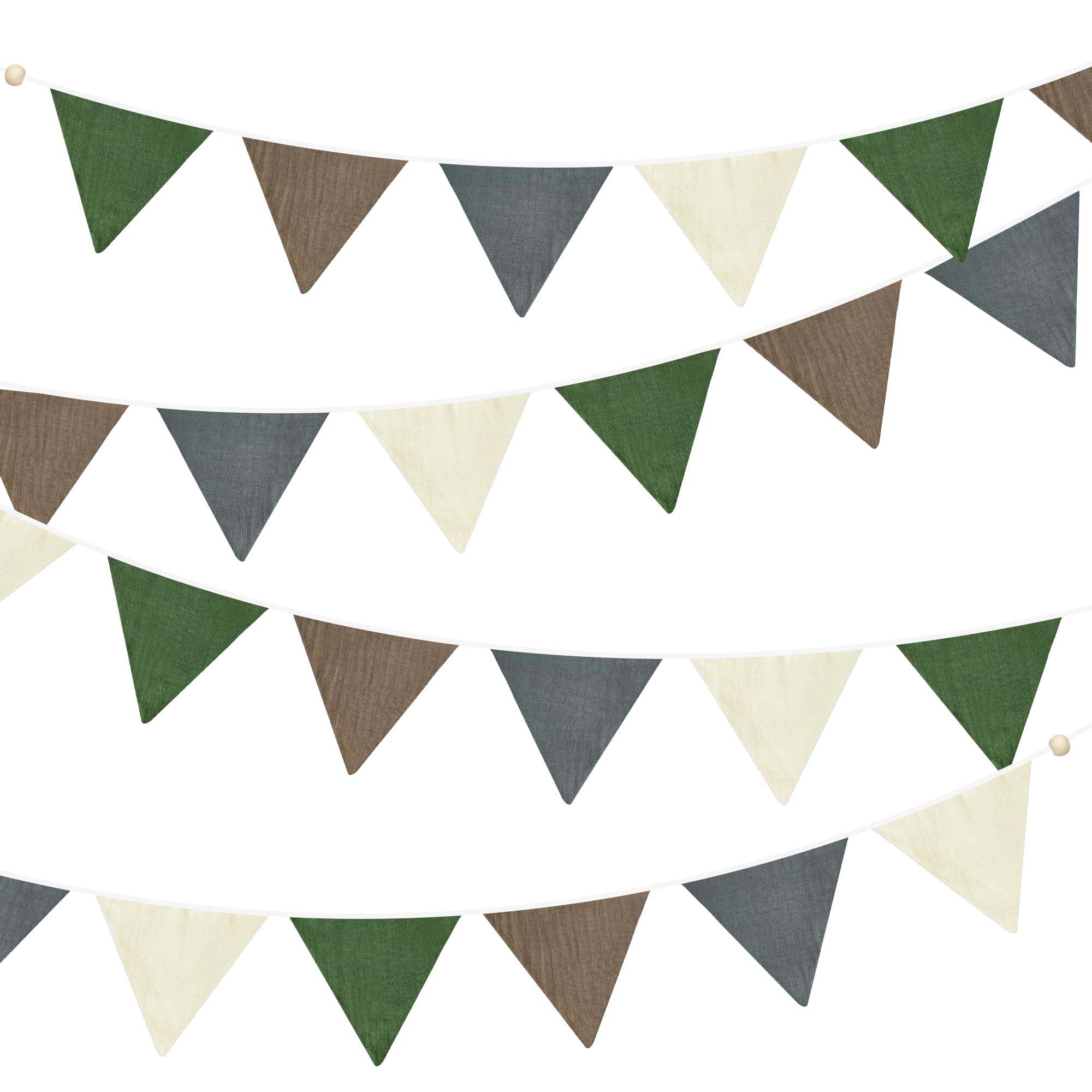 Photo 1 of 2 Sets of Green Brown Grey Pennant Banner 24Pcs Flags Nursery Garland Woodland Fabric Triangle Streamers for Kids Jungle Safari Summer Camping Birthday Baby Shower Party Decorations Baby Room Decor
