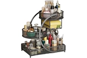 hejhncii Multiple Tiers Metal Cosmetic Organizers Modern Storage Rack for Skincare Lipsticks Bathroom Countertop Without Tool