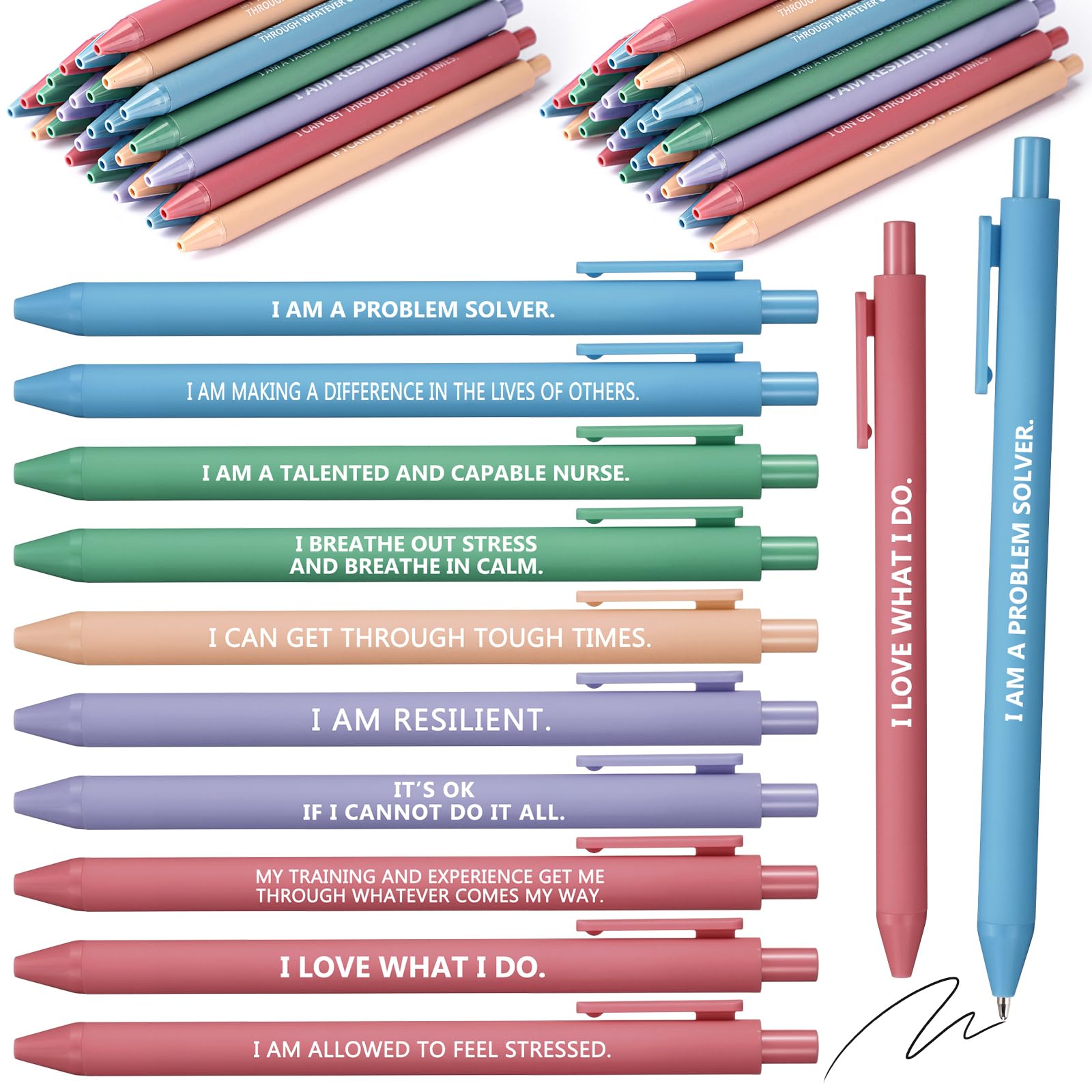 Photo 1 of Geyoga 50 Pcs Back to School Gift Inspirational Pens Bulk Positive Affirmation Quote Mental Health Awareness Pens with Sayings for Men Coworkers Employee Staff Team Office(Colorful,Nurse)