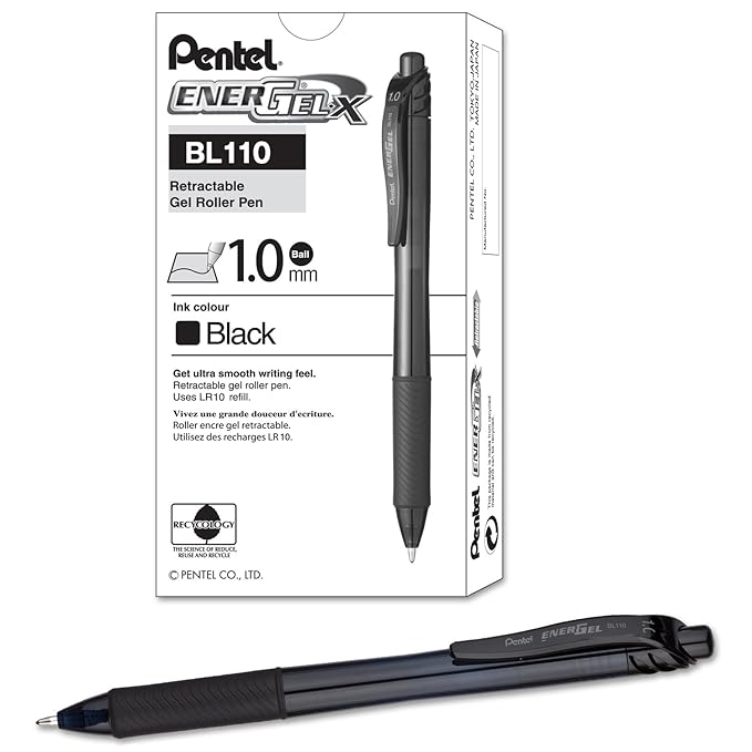 Pentel BL110-A Gel-Tintenroller EnerGel mit Druckmechanik 1,0 mm Kugeldurchmesser, 12 Stück