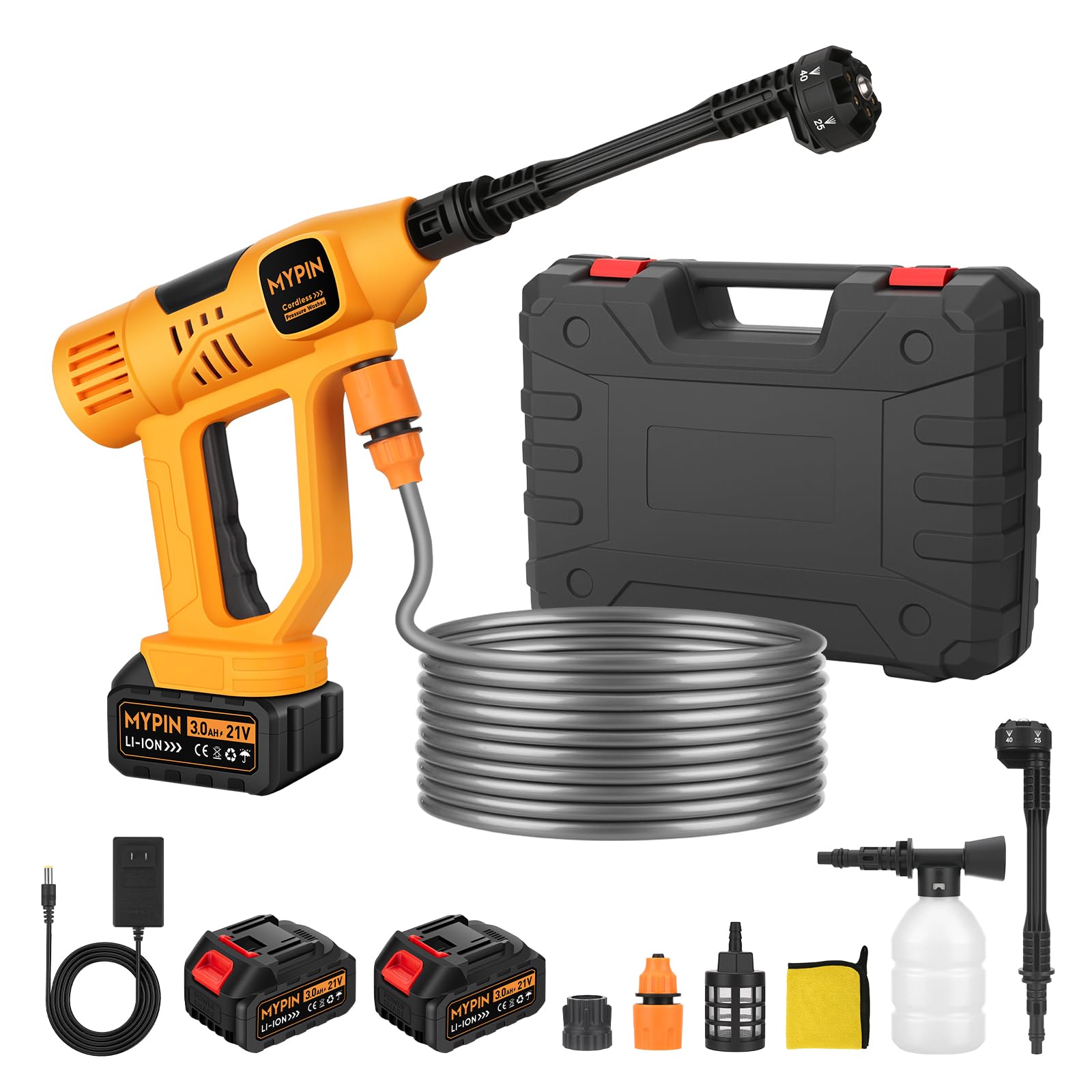 Photo 1 of Upgraded LCD Display Portable Cordless Pressure Washer, 790 PSI 21V 2x3.0AH Rechargeable Batteries Powered Pressure Washer, 6-in-1 Nozzle for Car Floor Wall Fence Cleaning,10 Adjustable Pressure Modes