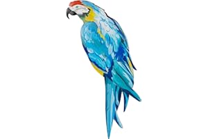 Adroiteet Metal Parrot Wall Decor, 14.5" Wall Art Bright Color Bird Sculpture, Hanging Bird for Indoor Outdoor Home Bedroom Living Room Garden