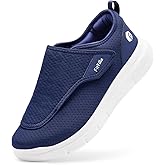 FitVille Diabetic Shoes for Men Extra Wide Slip-on Shoes for Swollen Feet Adjustable Walking Shoes for Elderly Foot Pain Relief Neuropathy - EasyTop Wings