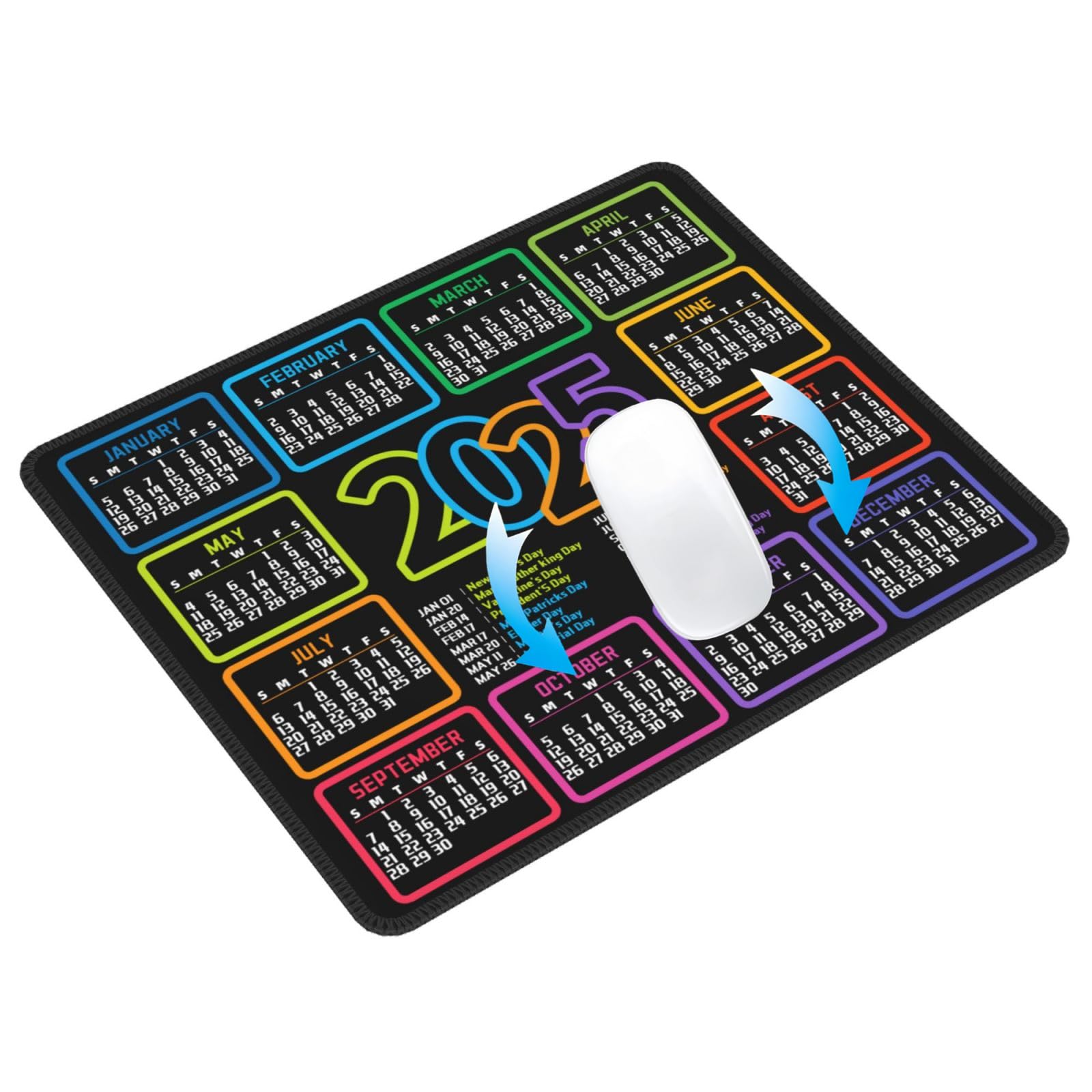 Photo 1 of 1pc 2025 Calendar Black Gaming Mouse Pad for Men and Women,Personalized Design,Sewn Edge Mouse Mat,Non-Slip Rubber Base Mousepad,Office Computer Mousepads,Laptop Desktop Accessory 9.5x7.9x0.1 inches (2 pack)
