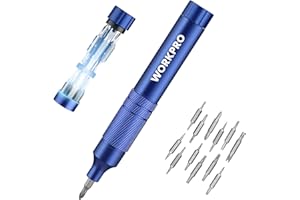 WORKPRO 24 in 1 Multi Bit Mini Screwdriver Set Magnetic, Manual Pen Screwdrivers, Tough S2 Steel Small Screwdriver Bits for Eyeglass, Watch, Laptop, Phone, Jewelry and Electronic, Blue