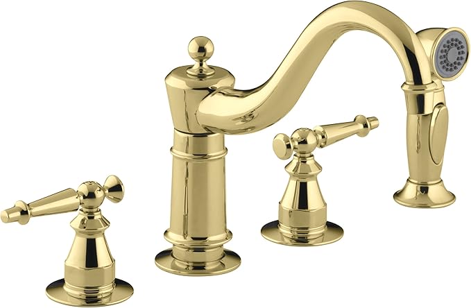 KOHLER K-158-4-PB Antique Kitchen Sink Faucet, Vibrant Polished Brass ...