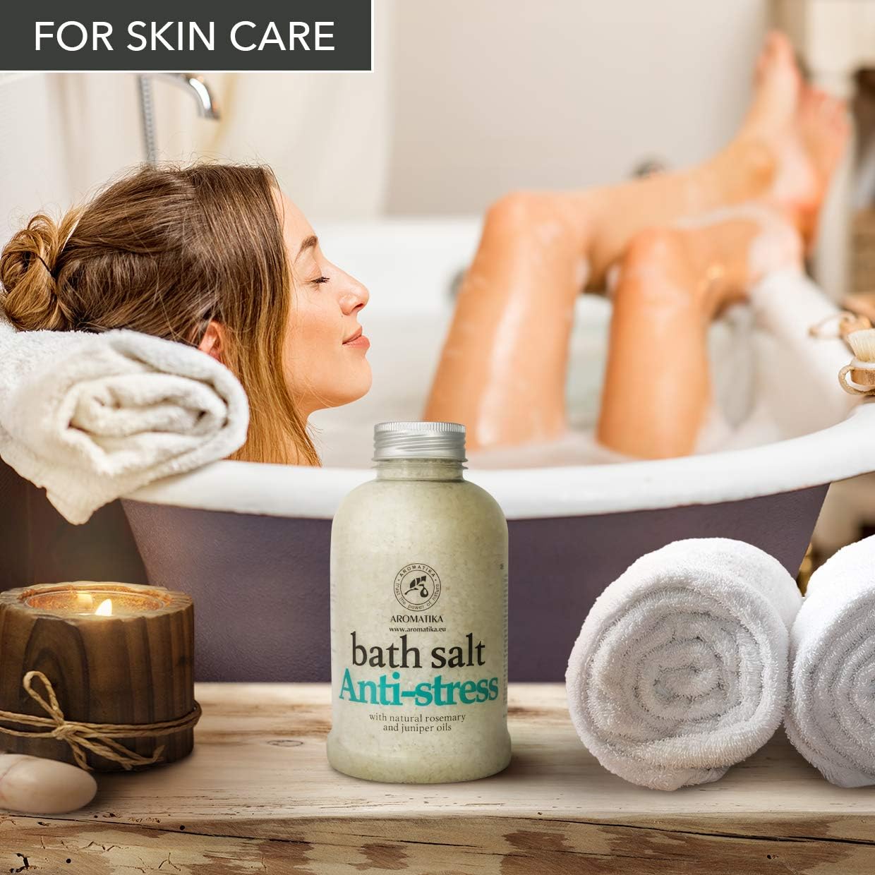 AROMATIKA Anti Stress Bath Salts with Rosemary & Juniper Essential Oils - Image 5