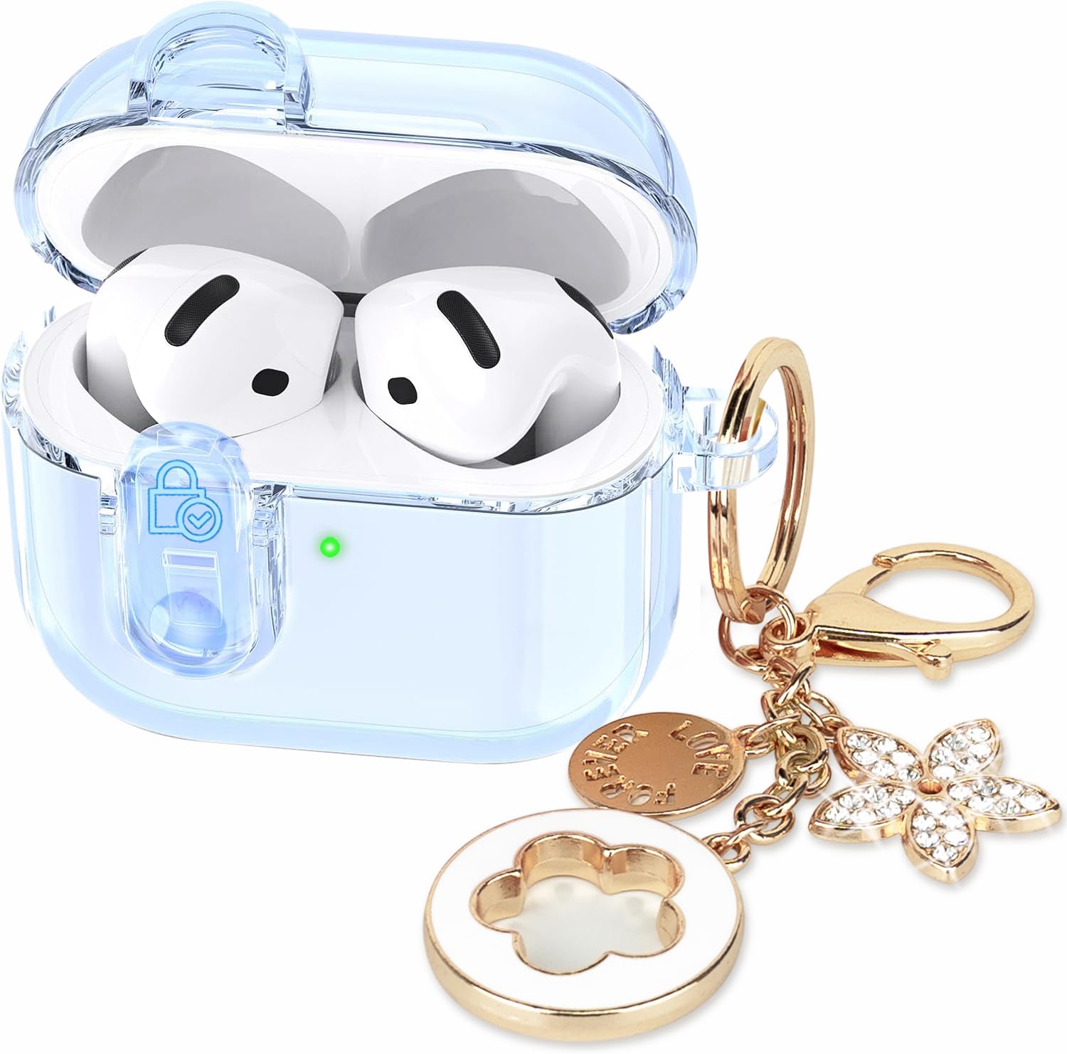 Photo 1 of (with Safety Lock) Clear Case Compatible with Apple AirPods 4 Cases 2024 Women, VOTILE Soft TPU Transparency Air pods 4 Gen Cases iPods 4 Earbuds Case Girl Bling Keychain for Airpod iPod 4th Gen