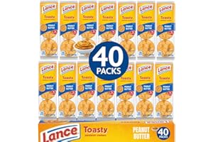 ELI&VAL Lance Toasty Peanut Butter Sandwich Crackers, 40 Individual Snack Packs - Classic On-the-Go Snack for Lunches, Office & Travel