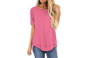 JomeDesign Summer Tops for Women Short Sleeve Side Split Casual Loose Tunic Top