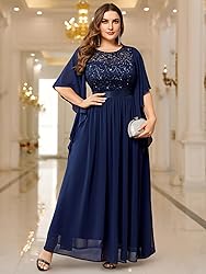 Miusol Women's Plus Size Sequin Lace with Ruffle
