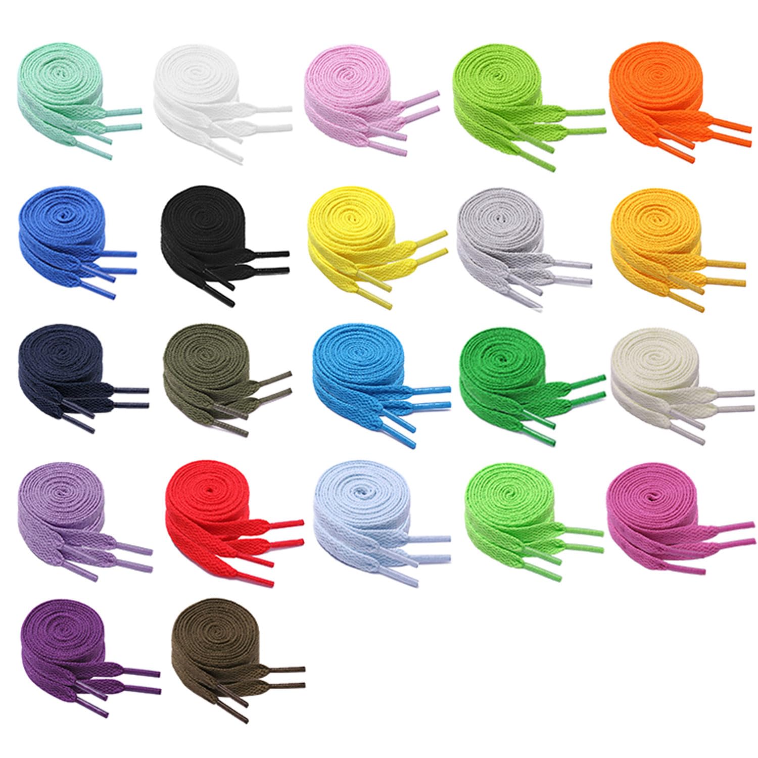 Flat Shoelaces 22 Pairs 22 Colors Polyester Shoe