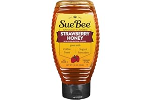 Sue Bee Naturally Flavored Strawberry Honey For Waffles, Toast, Salads, Made In USA, 16 oz