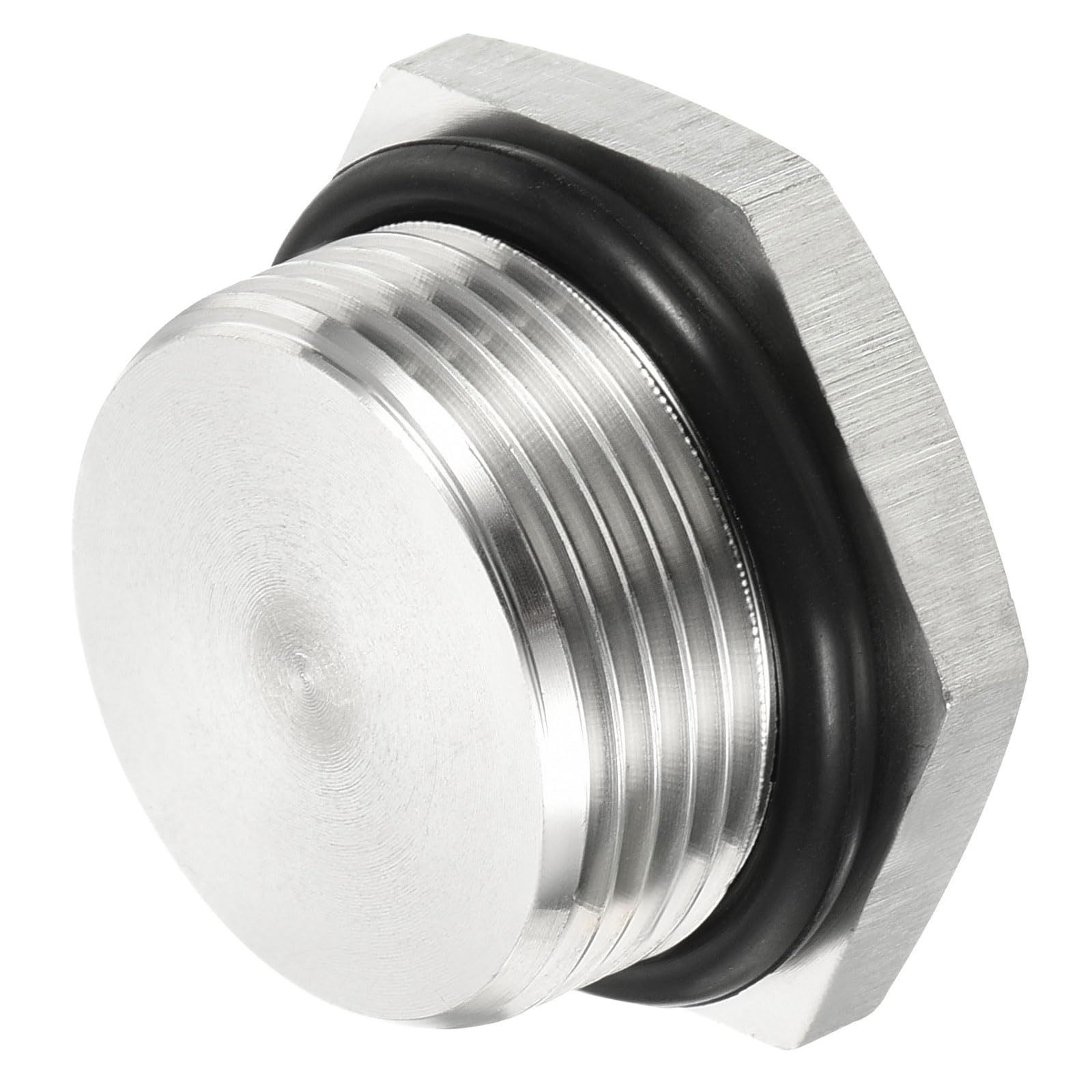 M METERXITY Male Plug - Thread Hexagon Head Socket Solid Pipe Fitting with Sealing Rubber Ring, Anti-Rust, Apply to Water Pipe (M25x1.5, Silver Tone)