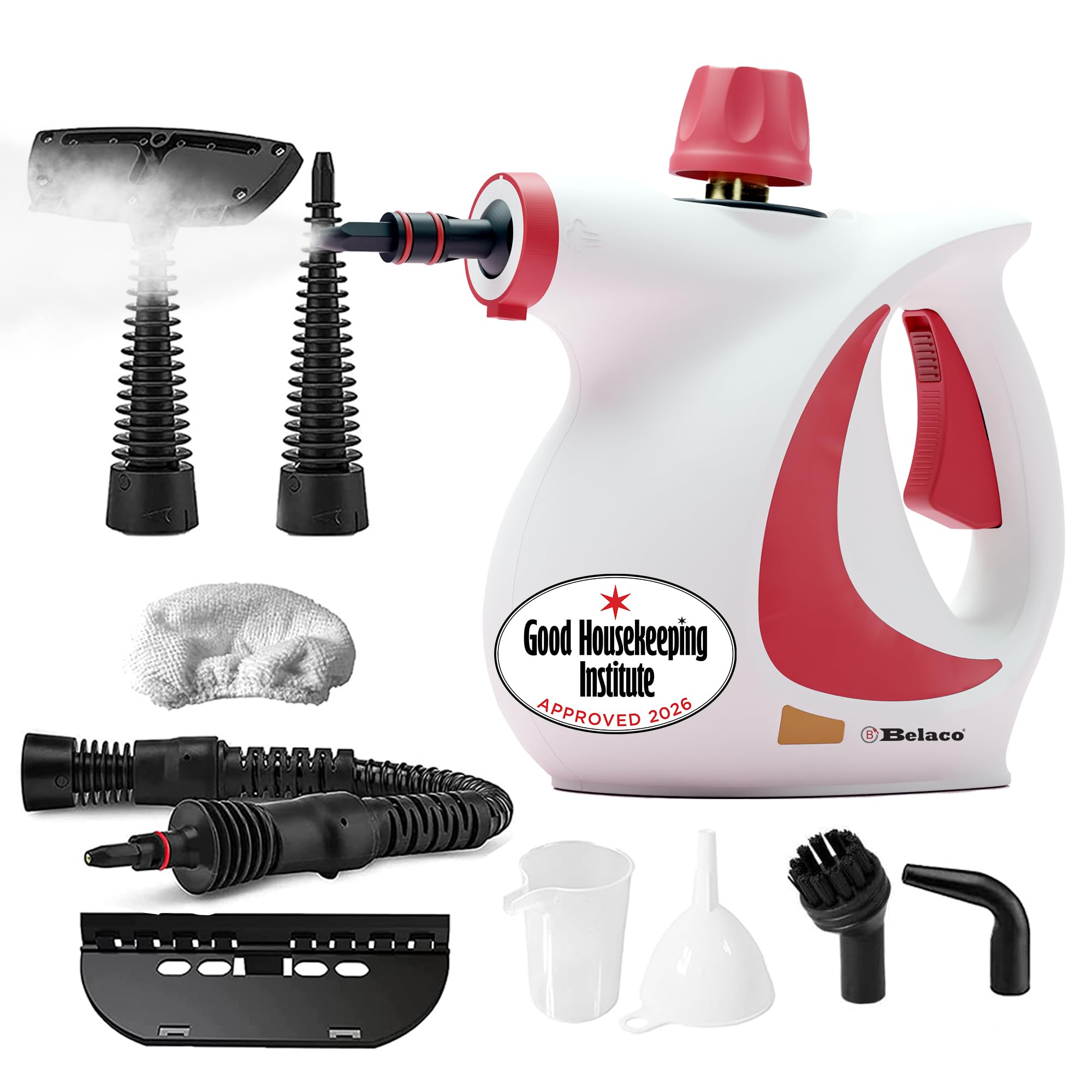 Belaco Handheld Steam Cleaner – High Pressure Multi-Purpose Steam Cleaner 1050W with 9 Accessories | Portable Chemical Free Steamer for Home, Kitchen, Bathroom, Tiles, Grout, Upholstery & Cars BSC389A