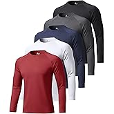 ZITY 5 Pack Long Sleeve Shirts for Men UPF 50+ Sun Protection Fast Dry Lightweight Fishing Swim Rash Guard Workout Shirt