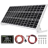 Topsolar 100W 12V Solar Panel Kit Battery Charger 100 Watt 12 Volt Off Grid System for Homes RV Boat + 30A Solar Charge Controller + Solar Cables + Brackets for Mounting