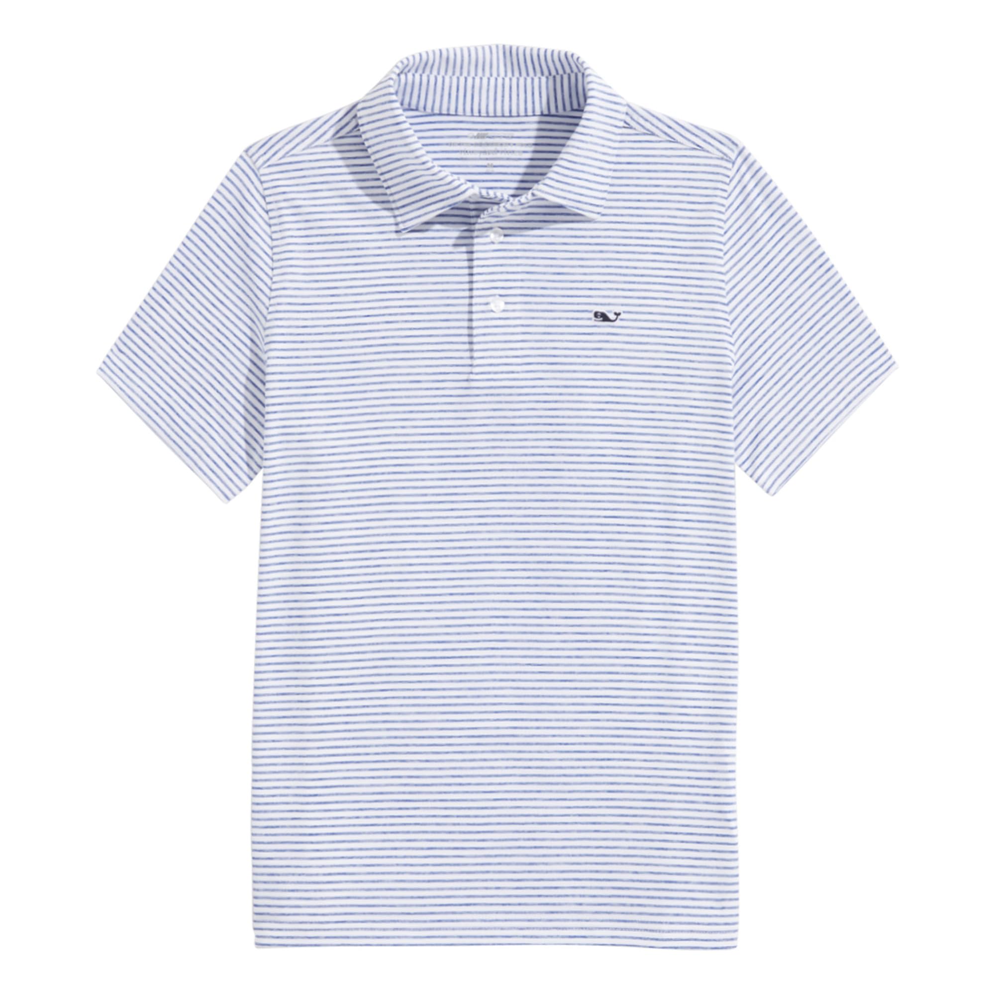 Photo 1 of vineyard vines Boys' Bradley Stripe Sankaty Polo, Yacht Blue Tejeda, Small