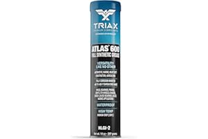 TRIAX Atlas 600 - Full Synthetic Grease - Ultra Duty - All 5th Wheel, Bearings, Joints, Pivots, Bolts - Super Adhesive - Marine - Wide Temp Range -40 F to 450 F - 14 Ounce Cartridge (1 Tube)