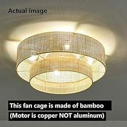 20" Boho Bamboo Small Caged Wicker Rattan DC Low