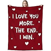 WRAPIX Valentines Day Gifts for Him Her - I Love You More Super Soft Fleece Throw Blanket 60x80 in - Anniversary Wedding Gifts for Men Women Girlfriend Boyfriend, Romantic Husband Wife Birthday Gift