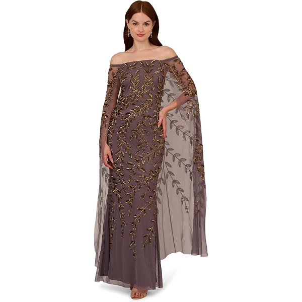 Amazon.com: Adrianna Papell Women's Beaded Cape Long Dress, Rose Gold, 4 :  Clothing, Shoes & Jewelry