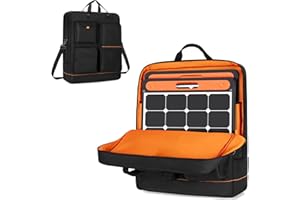 HODRANT Solar Panel Storage Bag with Bright Lining, Travel Carrying Case Compatible with Jackery SolarSaga 100W, Padded Carrier with Multi Pockets & Shoulder Strap