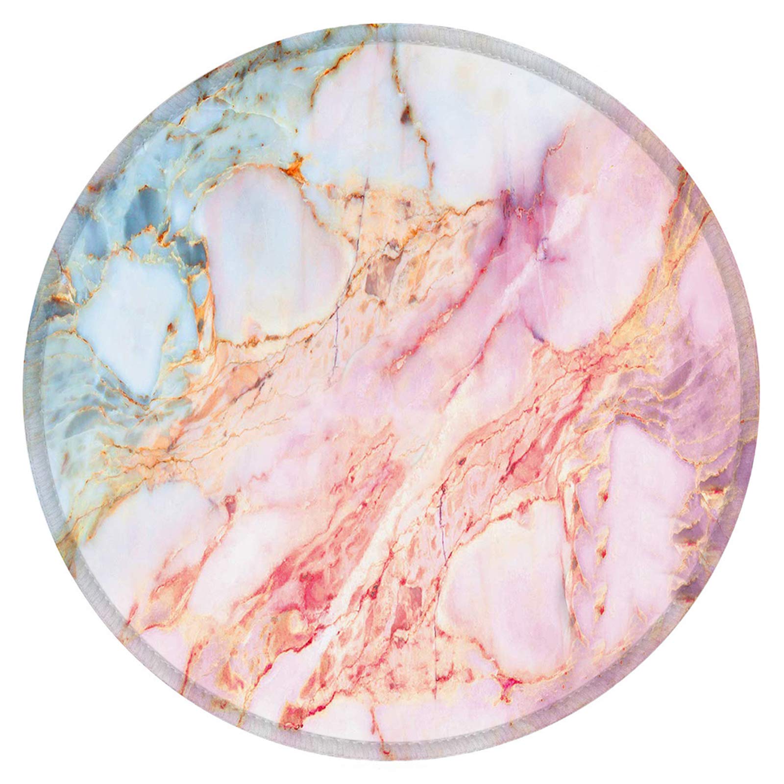 Nakapa Round Mouse Pad,Non-Slip Rubber Base Mousepad 7.9x7.9 inches Mouse Mat for Working Gaming Laptop and Computer (A-Orange Pink Marble)