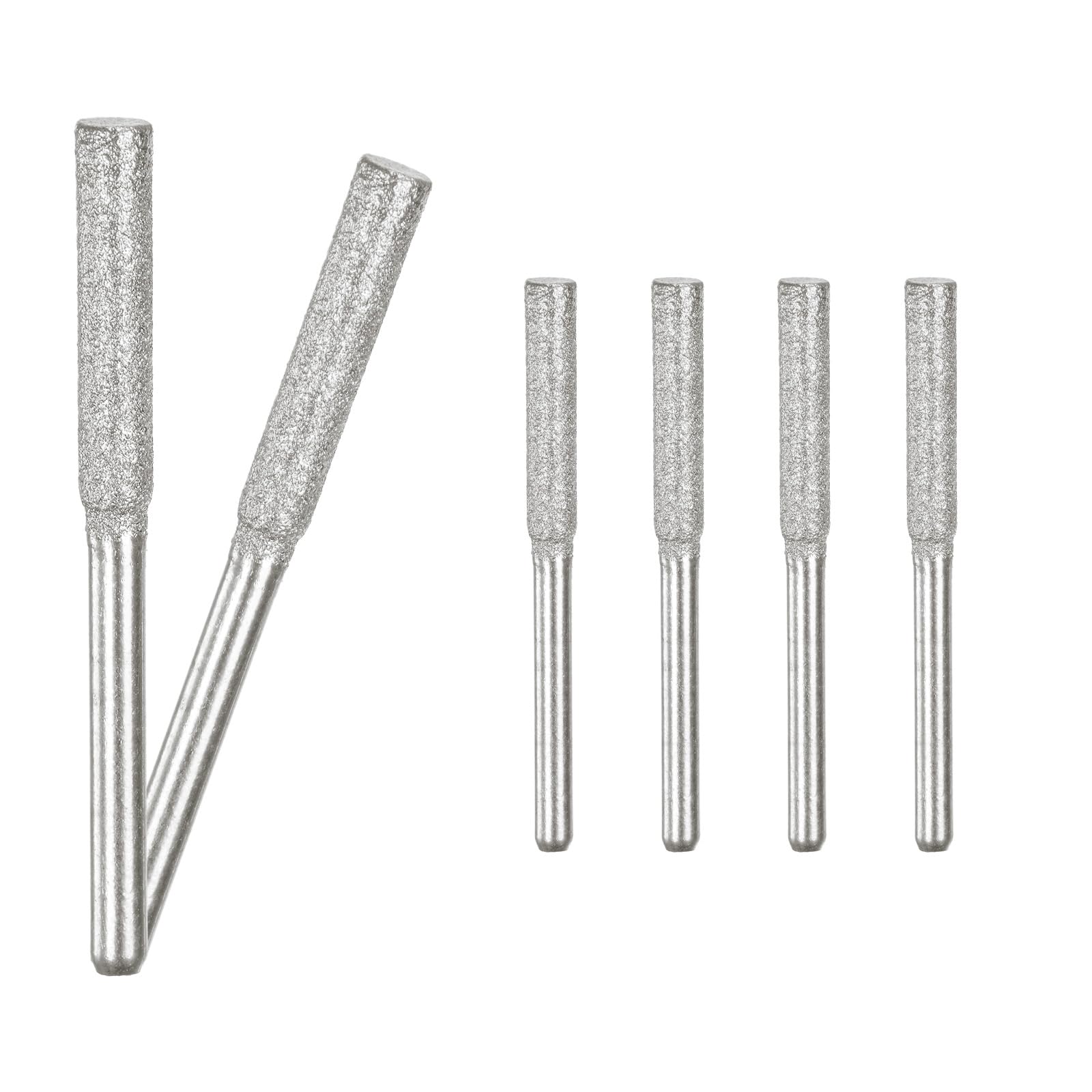 M METERXITY 6-Pack 5/32 Inch Titanium Plated Diamond Chainsaw Sharpener, High Hardness Grinding Stone Chainsaw Sharpening Kit for Electric Chainsaw Sharpener/Stone Carvings [3mm Silver]